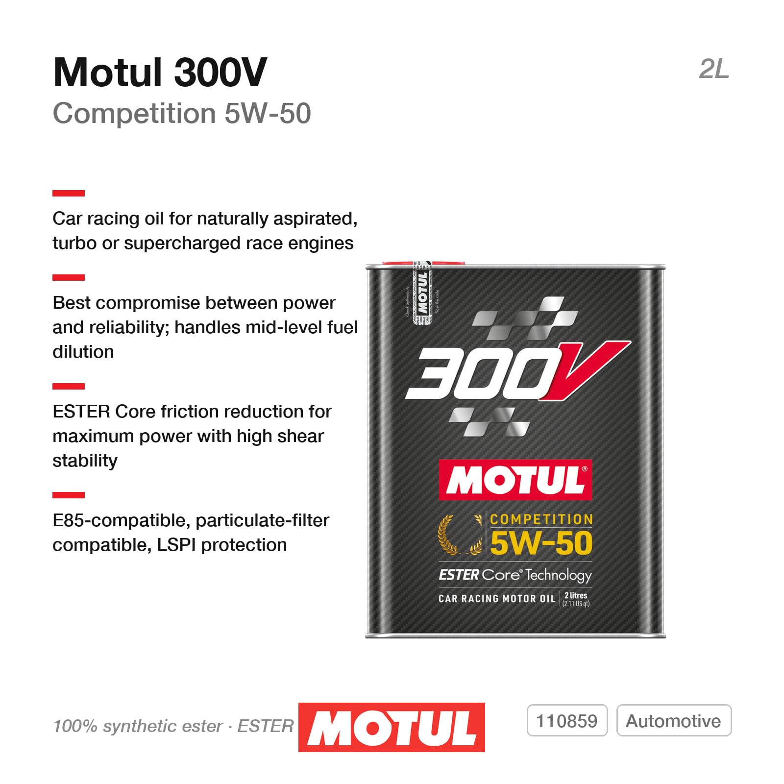 メンテナンス MOTUL 300V Competition 5W-50 4L Motul 110859 300V 5W-50 COMPETITION Car Racing Motor Oil Full